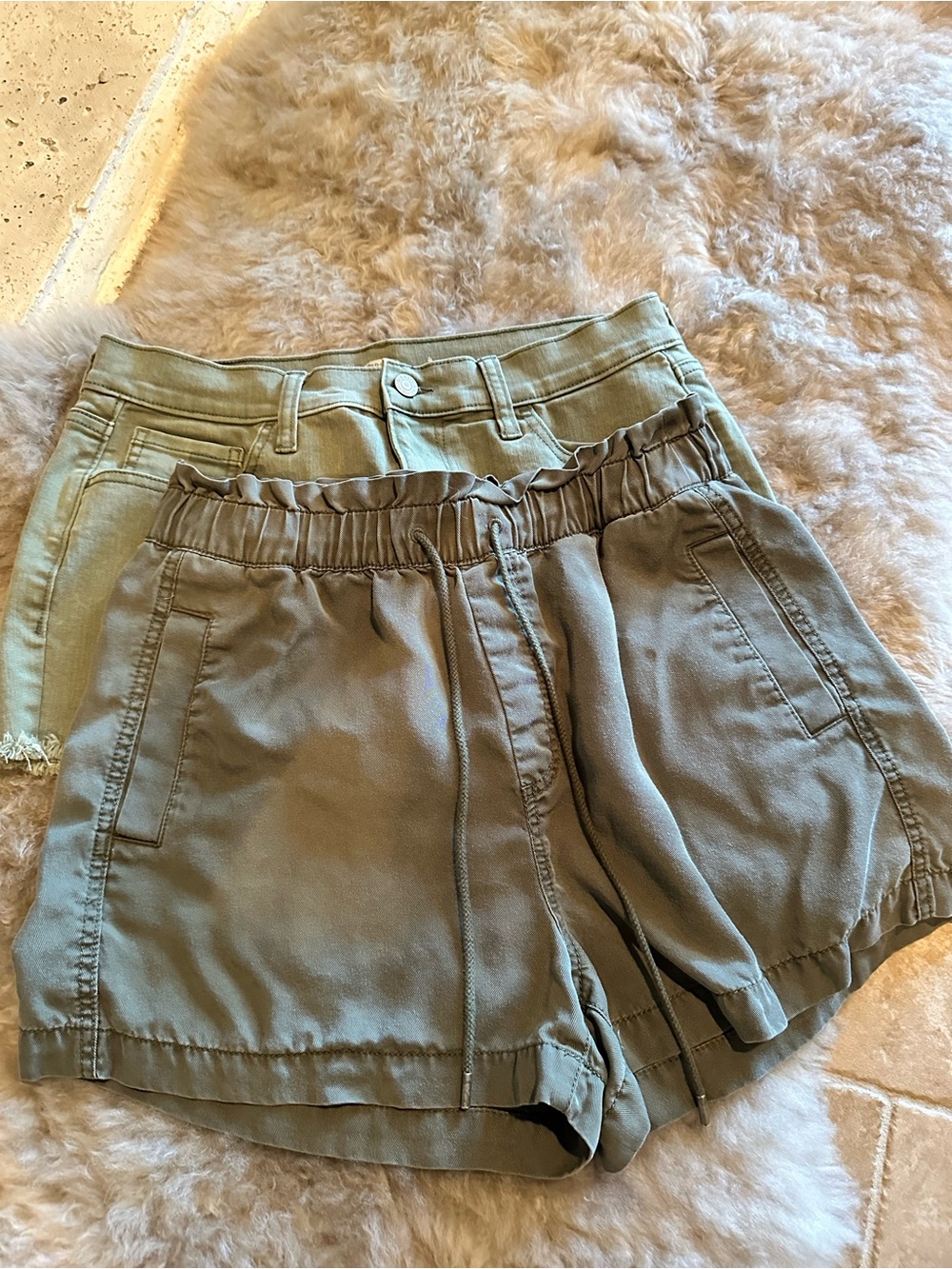 LOFT + Old Navy | Olive High-Waist Relaxed Shorts